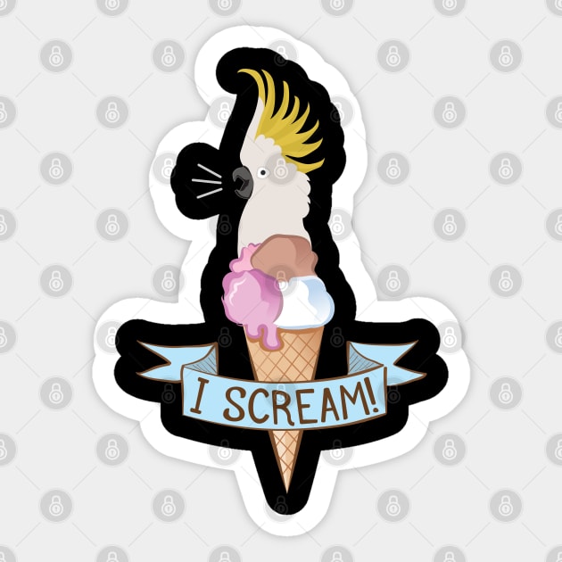 Sulfur Crested Cockatoo Ice Cream Parrot Sticker by Einstein Parrot